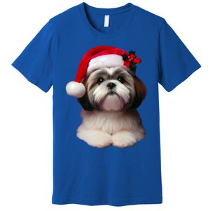 Shih Tzu With Santa Hat Christmas Xmas Dog Owner Mom Dad Cute Gift Premium T-Shirt