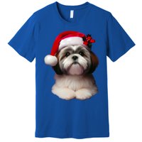 Shih Tzu With Santa Hat Christmas Xmas Dog Owner Mom Dad Cute Gift Premium T-Shirt