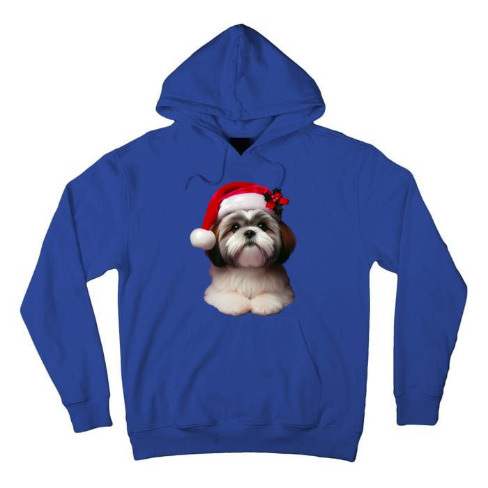 Shih Tzu With Santa Hat Christmas Xmas Dog Owner Mom Dad Cute Gift Tall Hoodie