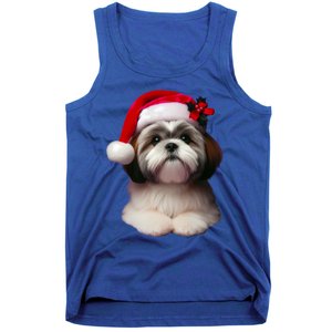 Shih Tzu With Santa Hat Christmas Xmas Dog Owner Mom Dad Cute Gift Tank Top