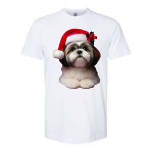 Shih Tzu With Santa Hat Christmas Xmas Dog Owner Mom Dad Cute Gift Softstyle CVC T-Shirt