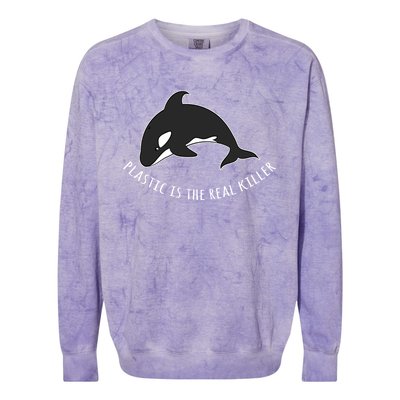 Save The Whale Awareness Design Plastic Is The Real Killer Gift Colorblast Crewneck Sweatshirt