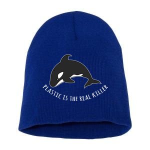 Save The Whale Awareness Design Plastic Is The Real Killer Gift Short Acrylic Beanie