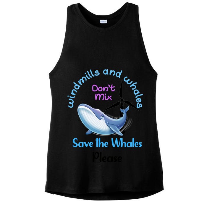 Save The Whales From Windmills In The Sea And Ocean Design Gift Ladies PosiCharge Tri-Blend Wicking Tank