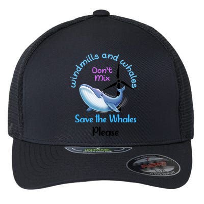 Save The Whales From Windmills In The Sea And Ocean Design Gift Flexfit Unipanel Trucker Cap