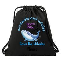 Save The Whales From Windmills In The Sea And Ocean Design Gift Drawstring Bag