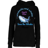 Save The Whales From Windmills In The Sea And Ocean Design Gift Womens Funnel Neck Pullover Hood