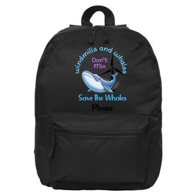 Save The Whales From Windmills In The Sea And Ocean Design Gift 16 in Basic Backpack
