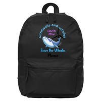 Save The Whales From Windmills In The Sea And Ocean Design Gift 16 in Basic Backpack