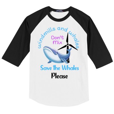 Save The Whales From Windmills In The Sea And Ocean Design Gift Baseball Sleeve Shirt