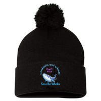 Save The Whales From Windmills In The Sea And Ocean Design Gift Pom Pom 12in Knit Beanie