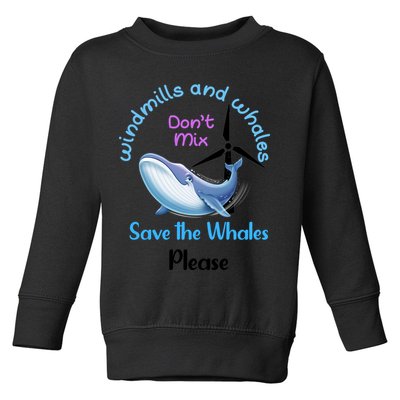Save The Whales From Windmills In The Sea And Ocean Design Gift Toddler Sweatshirt