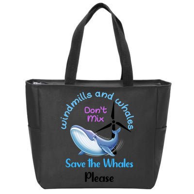 Save The Whales From Windmills In The Sea And Ocean Design Gift Zip Tote Bag