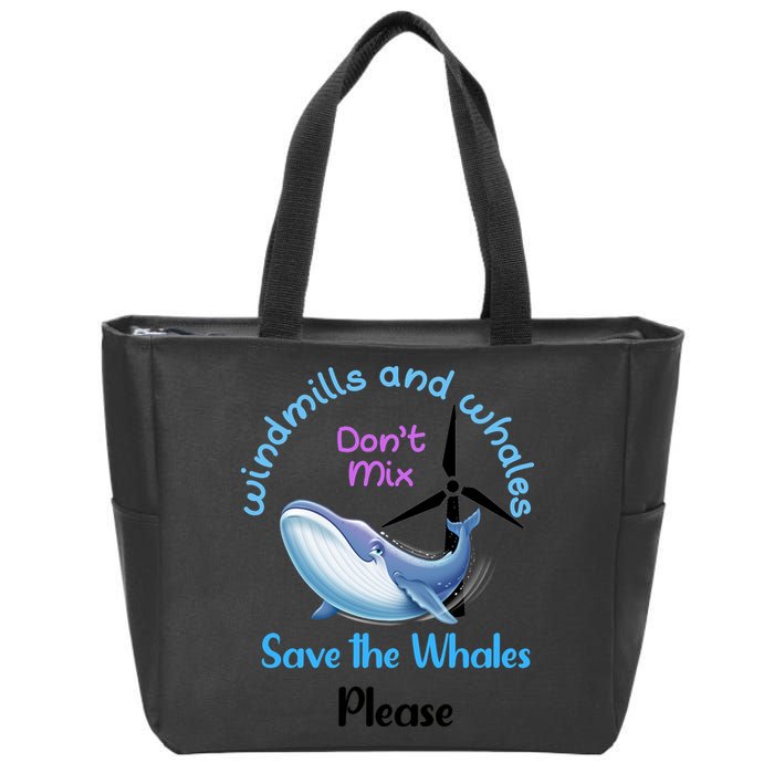 Save The Whales From Windmills In The Sea And Ocean Design Gift Zip Tote Bag