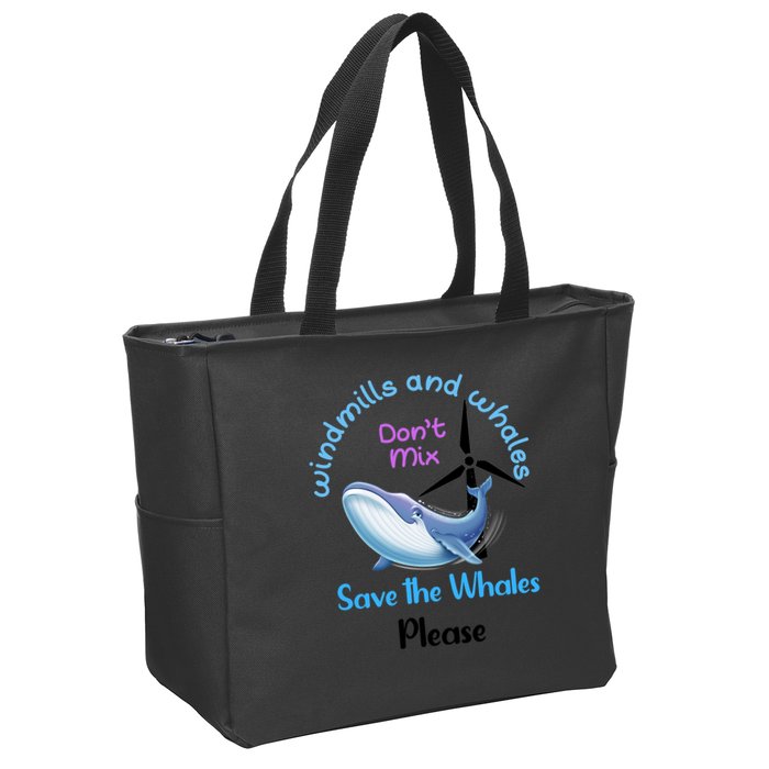 Save The Whales From Windmills In The Sea And Ocean Design Gift Zip Tote Bag