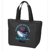 Save The Whales From Windmills In The Sea And Ocean Design Gift Zip Tote Bag