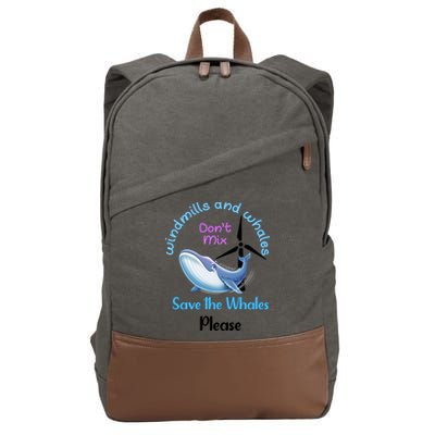 Save The Whales From Windmills In The Sea And Ocean Design Gift Cotton Canvas Backpack