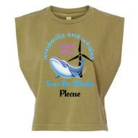 Save The Whales From Windmills In The Sea And Ocean Design Gift Garment-Dyed Women's Muscle Tee