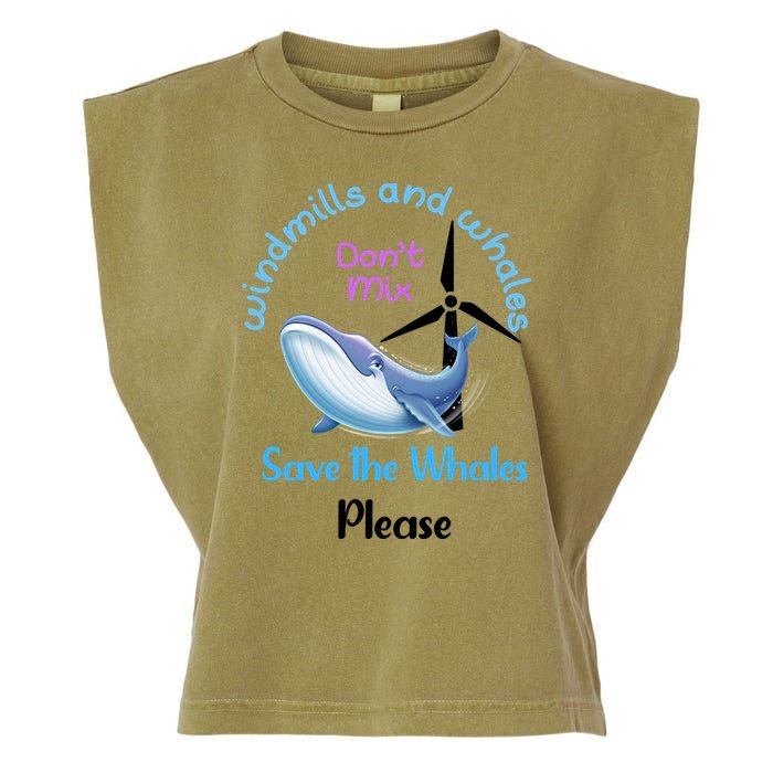 Save The Whales From Windmills In The Sea And Ocean Design Gift Garment-Dyed Women's Muscle Tee