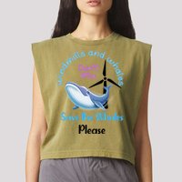 Save The Whales From Windmills In The Sea And Ocean Design Gift Garment-Dyed Women's Muscle Tee