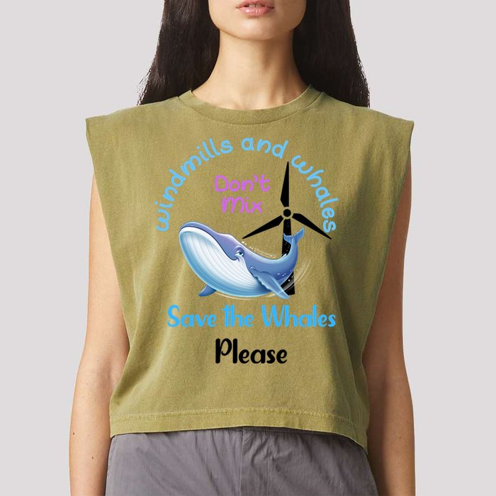 Save The Whales From Windmills In The Sea And Ocean Design Gift Garment-Dyed Women's Muscle Tee
