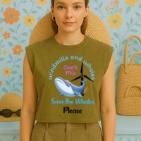 Save The Whales From Windmills In The Sea And Ocean Design Gift Garment-Dyed Women's Muscle Tee