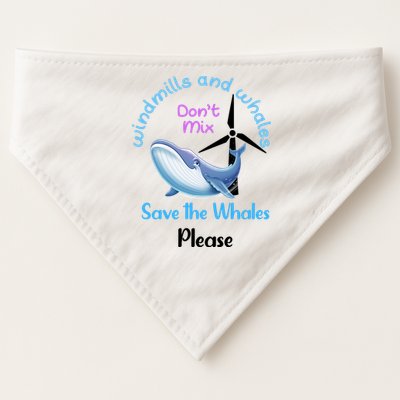 Save The Whales From Windmills In The Sea And Ocean Design Gift USA-Made Doggie Bandana