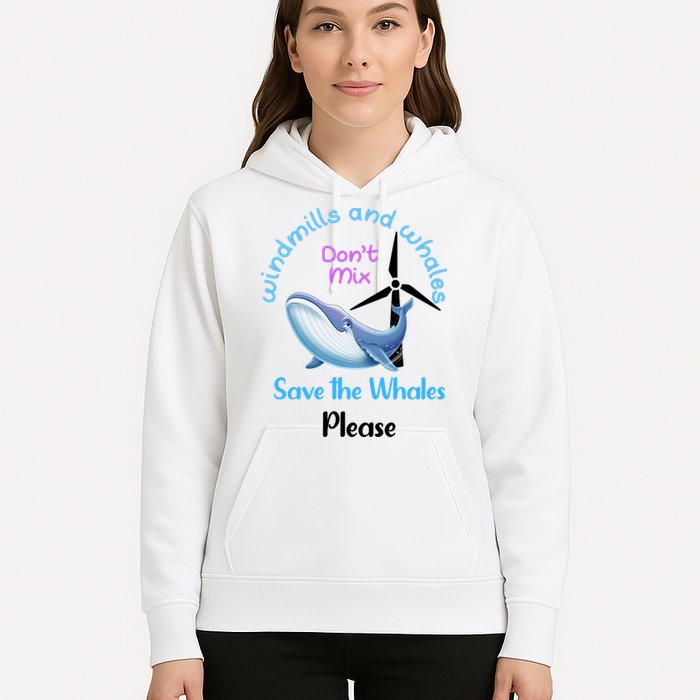Save The Whales From Windmills In The Sea And Ocean Design Gift Hoodie