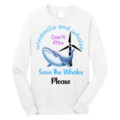 Save The Whales From Windmills In The Sea And Ocean Design Gift Long Sleeve Shirt