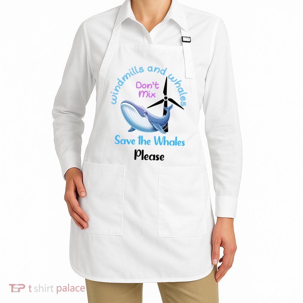 Save The Whales From Windmills In The Sea And Ocean Design Gift Apron