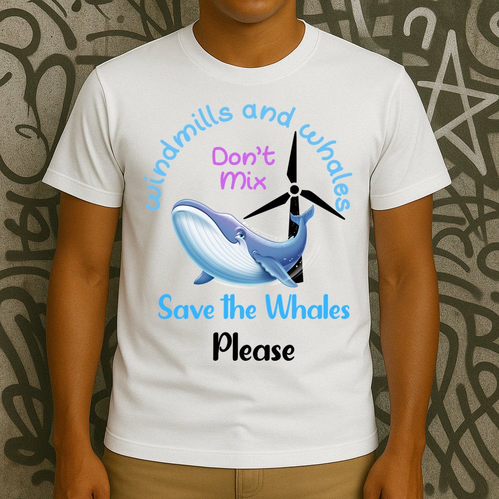 Save The Whales From Windmills In The Sea And Ocean Design Gift T-Shirt
