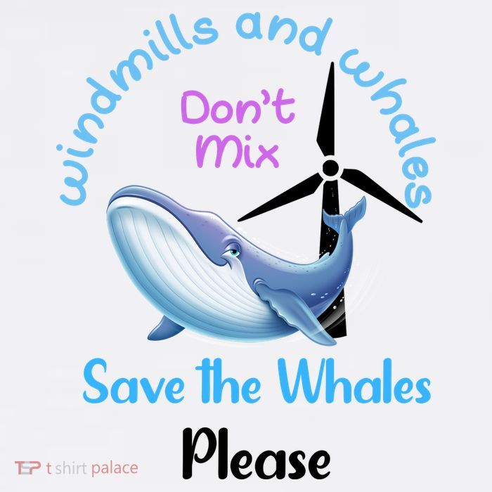 Save The Whales From Windmills In The Sea And Ocean Design Gift T-Shirt