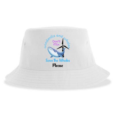 Save The Whales From Windmills In The Sea And Ocean Design Gift Sustainable Bucket Hat