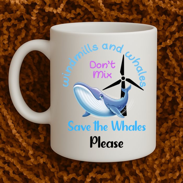 Save The Whales From Windmills In The Sea And Ocean Design Gift Mug