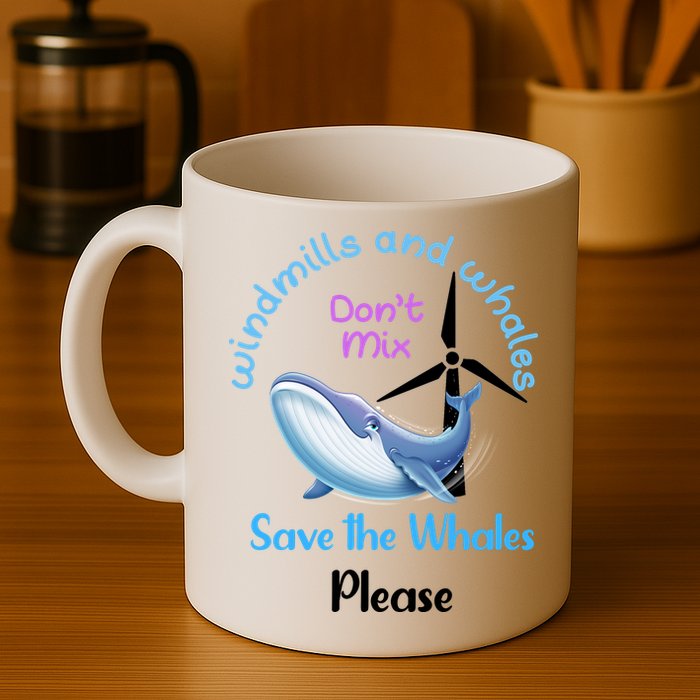Save The Whales From Windmills In The Sea And Ocean Design Gift Mug