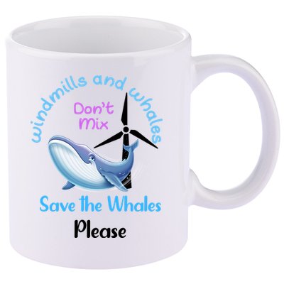 Save The Whales From Windmills In The Sea And Ocean Design Gift 11oz C Handle Ceramic Mug