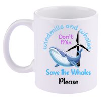 Save The Whales From Windmills In The Sea And Ocean Design Gift 11oz C Handle Ceramic Mug