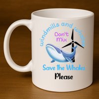 Save The Whales From Windmills In The Sea And Ocean Design Gift 11oz C Handle Ceramic Mug