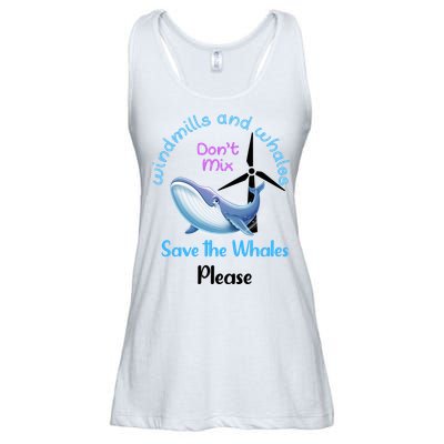 Save The Whales From Windmills In The Sea And Ocean Design Gift Ladies Essential Flowy Tank