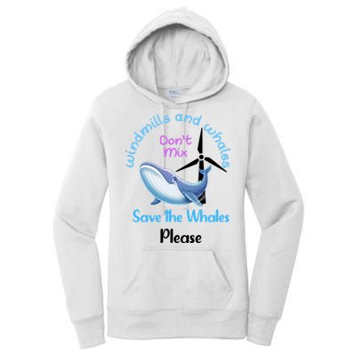 Save The Whales From Windmills In The Sea And Ocean Design Gift Women's Pullover Hoodie