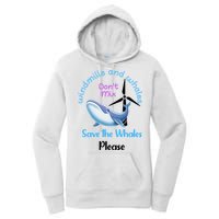 Save The Whales From Windmills In The Sea And Ocean Design Gift Women's Pullover Hoodie