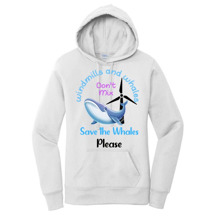 Save The Whales From Windmills In The Sea And Ocean Design Gift Women's Pullover Hoodie