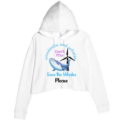 Save The Whales From Windmills In The Sea And Ocean Design Gift Crop Fleece Hoodie