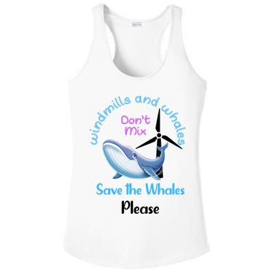 Save The Whales From Windmills In The Sea And Ocean Design Gift Ladies PosiCharge Competitor Racerback Tank