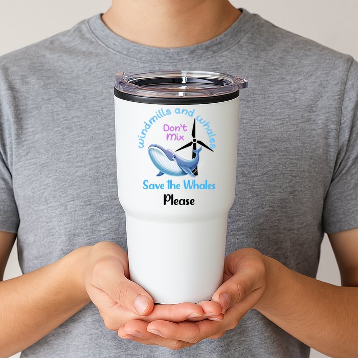 Save The Whales From Windmills In The Sea And Ocean Design Gift Tumbler