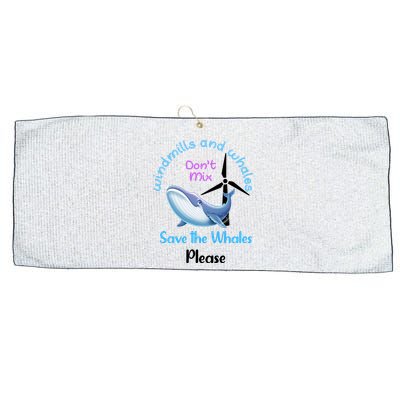 Save The Whales From Windmills In The Sea And Ocean Design Gift Large Microfiber Waffle Golf Towel