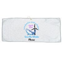 Save The Whales From Windmills In The Sea And Ocean Design Gift Large Microfiber Waffle Golf Towel