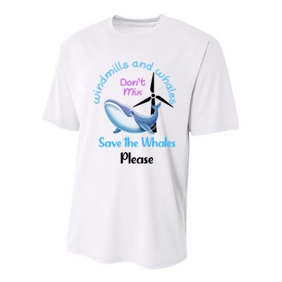 Save The Whales From Windmills In The Sea And Ocean Design Gift Youth Performance Sprint T-Shirt