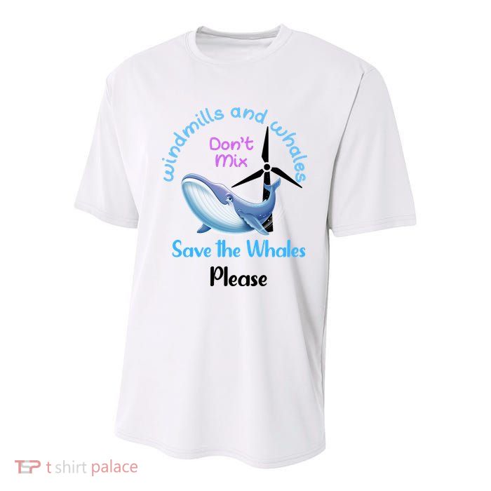 Save The Whales From Windmills In The Sea And Ocean Design Gift Youth Performance Sprint T-Shirt