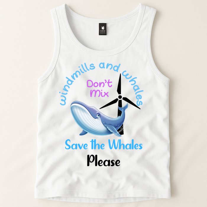 Save The Whales From Windmills In The Sea And Ocean Design Gift Tank Top